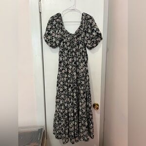 Floral Black and White Maxi Dress